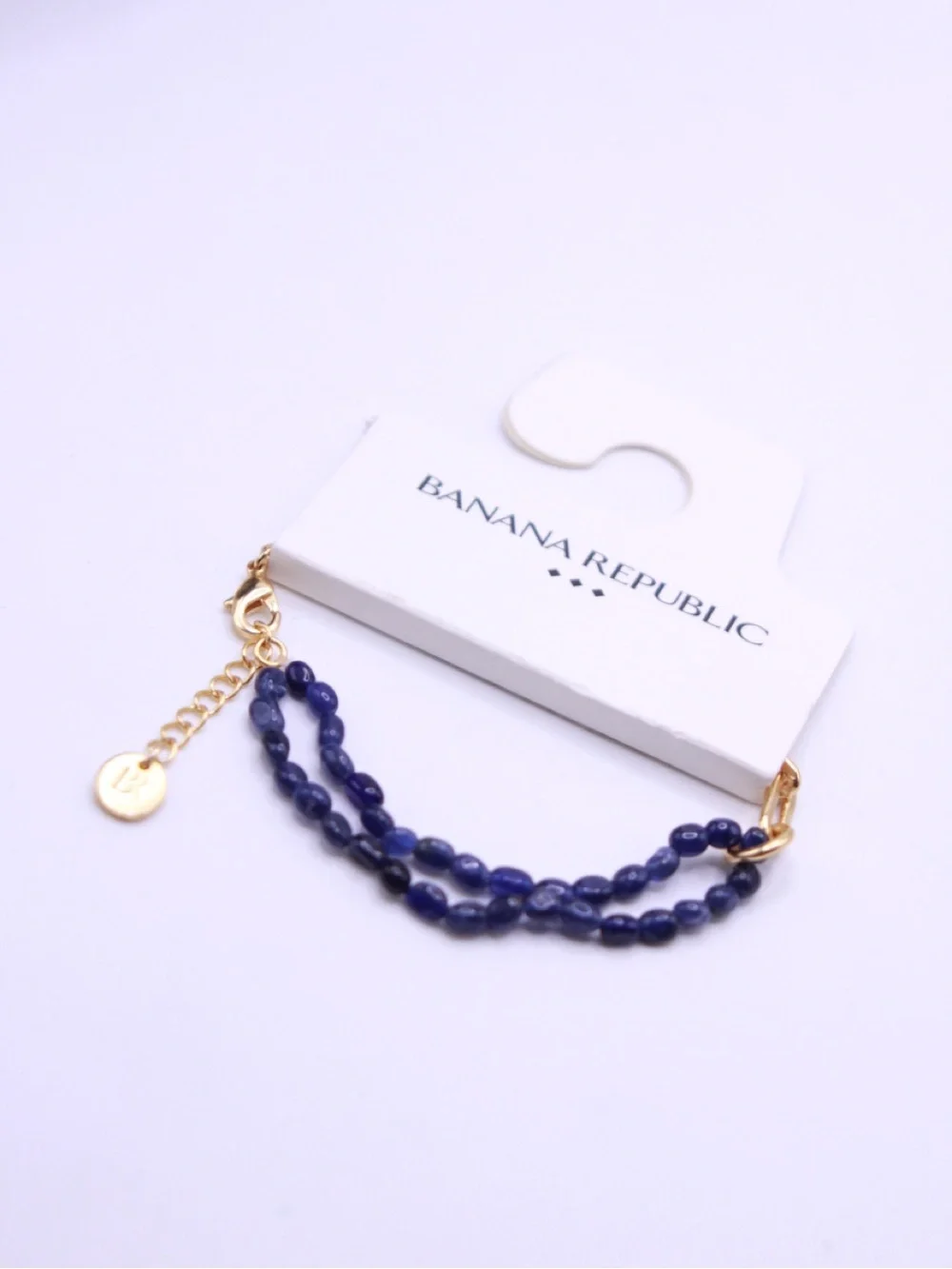 Banana Republic Gold-Accent Navy Double Strand Blue Jade Beaded Bracelet